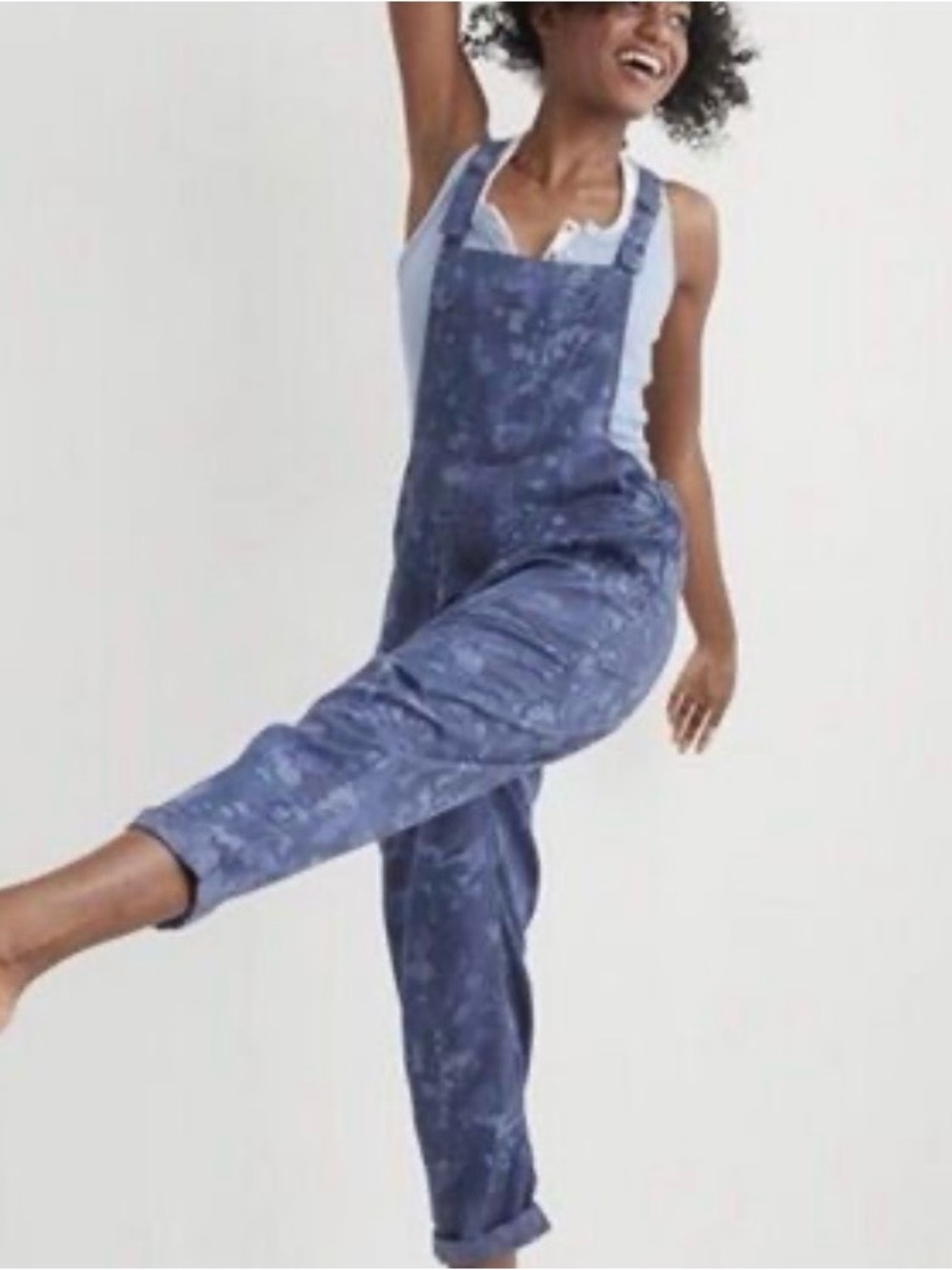 Aerie Blue Tie-Dye Denim Overalls